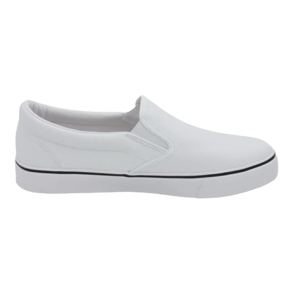 Unisex White Low Top Slip On Canvas Sneakers Womens 11 12 or Mens 9 New - Picture 4 of 7
